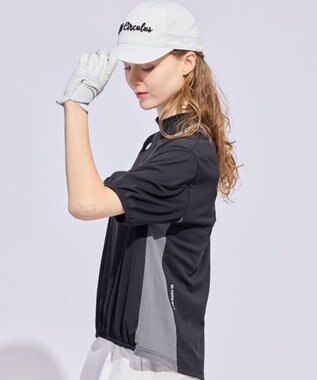 PW CIRCULUS 【WOMEN】パフスリーブメッシュコンビ モックネックT ゴルフウェア レディース