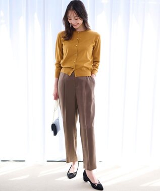 ANY SIS 【洗える】サテンドロストイージー パンツ ブラウン