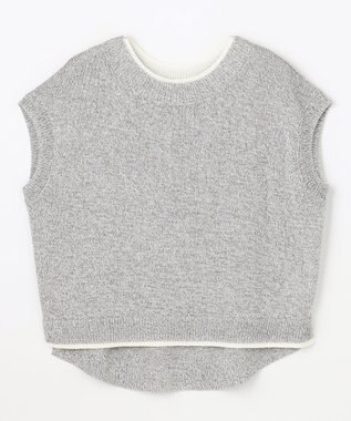 ANY L ラミータッチフレンチスリーブニット ミックスグレー（一部店舗限定色）