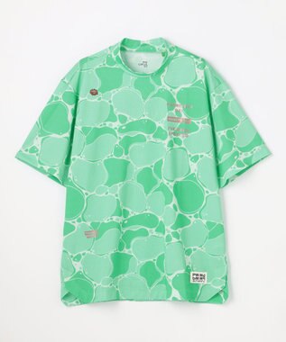 PW CIRCULUS 【MEN】WATER SURFACE プリントモックネックT ゴルフ ピーコックグリーン系5