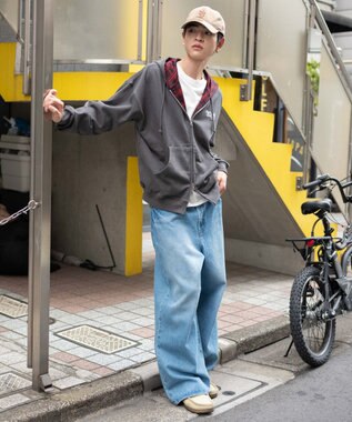 WEGO 【ユニセックス着用ITEM/MLサイズ展開】チェックZIPパーカー スミクロ