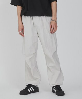 WEGO 【ウエストゴム/撥水/洗濯機可】ナイロンイージーパンツ ライトグレー