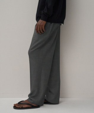 ATON TWIST WOOL GAUZE | ツータックイージーパンツ - UNISEX GRAY