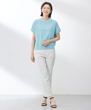 J.PRESS LADIES 【洗える】セルロースリネンストレッチ テーパード パンツ ライトグレー系