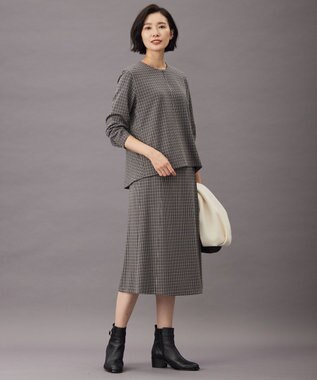 J.PRESS LADIES L ガンクラブチェック ペプラム カットソー ブラウン系3