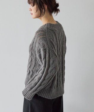 AMERICAN HOLIC 透かしケーブルニットプルオーバー Green