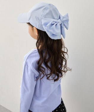 ANY KIDS 【日よけ付き】2WAYリボン刺繍キャップ サックスブルー