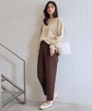 ANY L ショートシャギープルオーバーニット ベージュ