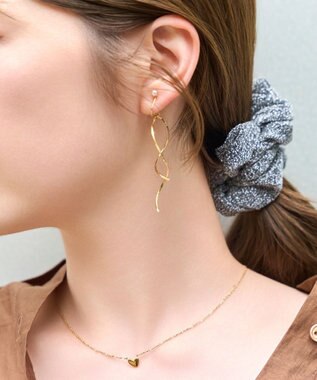 Phoebe 【限定セット】スリークハートネックレス×ロングツイストメタルパールクリップイヤリング ホワイト