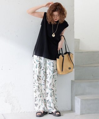 23区 【洗える】スビンハイツイストコットン ノースリーブ ニット ブラック系