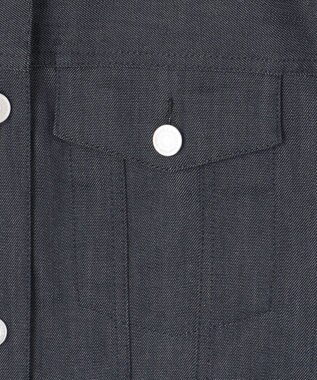 J.PRESS LADIES 【洗える】セルロースシャンブレー ノーカラー デニム ジャケット ネイビー系