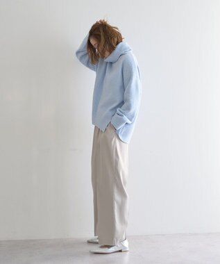 YECCA VECCA スリットタートルネックニット Sax