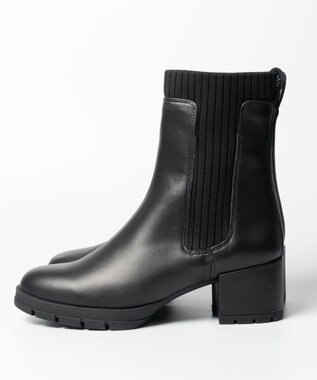 BONTRE 【UNISA/ウニサ】サイドリブニットショートブーツ ブラック