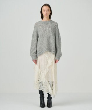 GRACE CONTINENTAL オーバールーズニットトップ グレー