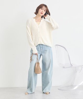 earth music&ecology 【予約】ぽんぽんスキッパーカーディガン アイボリー