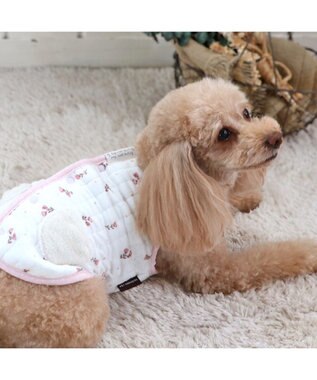PET PARADISE ペットパラダイス  ふわりとキルト ベスト 花柄  小型犬 白~オフホワイト