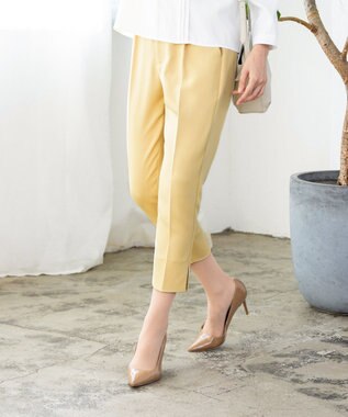  【洗える】スリットテーパードパンツ