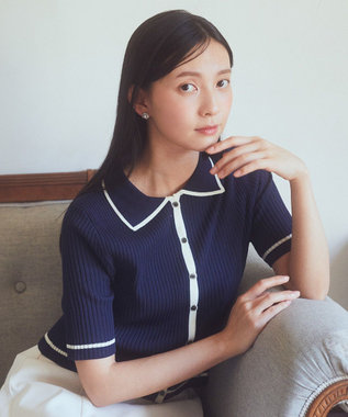 earth music&ecology リブニットカーディガン Navy