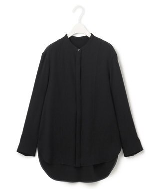 ICB 【WEB限定カラーあり・洗える】 ライトダブルクロス バンドカラーシャツ ブラック系