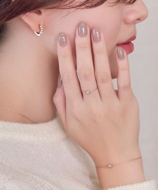 Phoebe ≪サイズ調整可能≫【金属アレルギー対応】プチベゼルストーンチェーンリング　シャンパンゴールド シャンパンゴールド