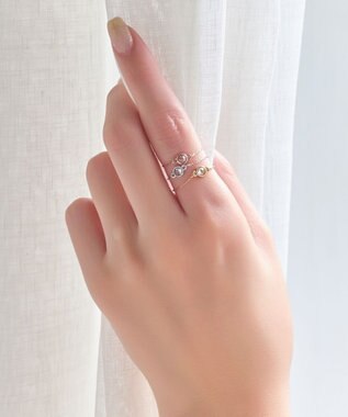 Phoebe ≪サイズ調整可能≫【金属アレルギー対応】プチベゼルストーンチェーンリング　シャンパンゴールド シャンパンゴールド