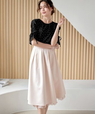 Tiaclasse 【洗える】レイヤードチュールフレアスカート ライトピンク