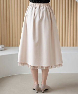 Tiaclasse 【洗える】レイヤードチュールフレアスカート ライトピンク