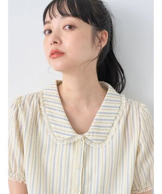 earth music&ecology ミニパフショートスリーブブラウス Sax