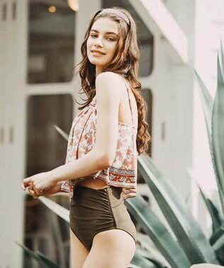 San-ai Resort（三愛水着楽園） 【SALE】ノンワイヤー水着　【San-ai Resort（サンアイリゾート）】 ホワイト×カーキ