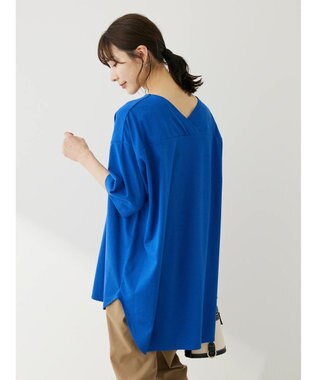 Green Parks 接触冷感バックカシュクールチュニック Blue