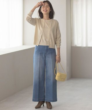 組曲 【WEB限定・2SET】ラメ入りアンサンブルニット シャンパンゴールド系