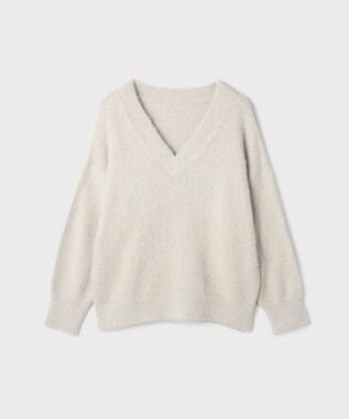 GRACE CONTINENTAL ラメフェザーニットトップ グレー