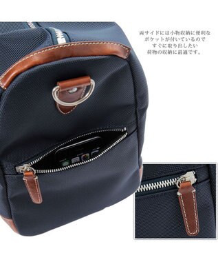 UNBILLION 【テレビ ドラマ着用アイテム】Otias 1681デニール×白化合皮ボストンL ネイビー