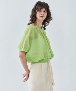 【洗える・Oggi 7月号掲載】LUPINUS / リネン混半袖プルオーバーギャザーニット