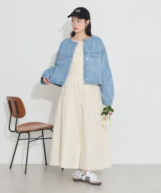 earth music&ecology ノーカラーデニムジャケット Light Indigo