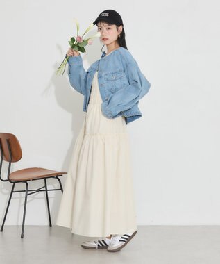 earth music&ecology ノーカラーデニムジャケット Light Indigo