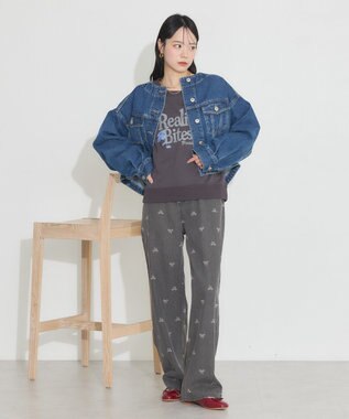 earth music&ecology ノーカラーデニムジャケット Indigo