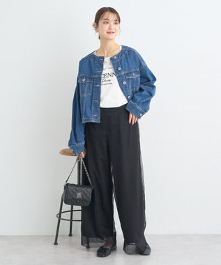 earth music&ecology ノーカラーデニムジャケット Indigo