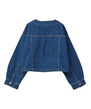 earth music&ecology ノーカラーデニムジャケット Indigo