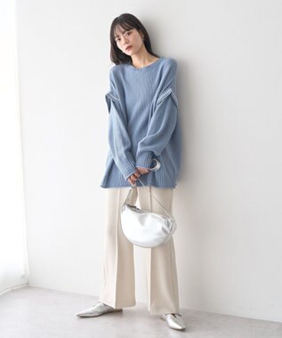 earth music&ecology センターシームフレアパンツ Ecru