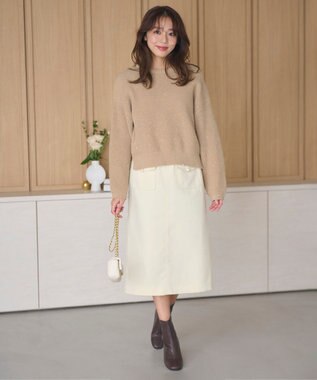 Feroux 【洗える】スパンコール プルオーバーニット ベージュ系