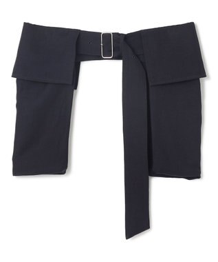 BEIGE， 【洗える】BERNARD / リネンワイドポケット付きラップベルト Navy