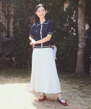 earth music&ecology リブニットカーディガン Navy