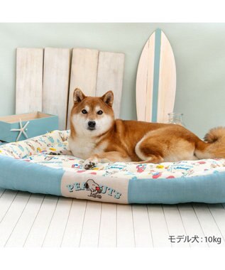 PET PARADISE スヌーピー クールカドラー 《アイス柄》 角型 LL ホワイト×ブルー