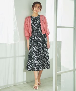 Feroux 【美人百花7月号掲載】フラワープリント ワンピース ブラック系9