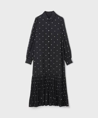 GRACE CONTINENTAL ベルト付刺繍ロングワンピース ブラック