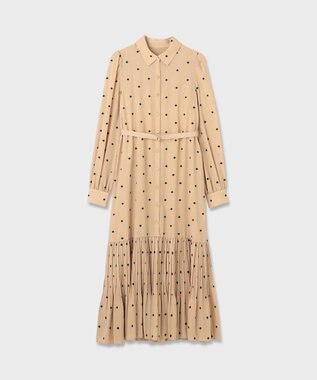 GRACE CONTINENTAL ベルト付刺繍ロングワンピース ベージュ