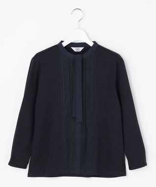 J.PRESS LADIES S レースコンビ ボウタイ カットソー ネイビー系