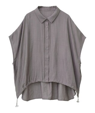 earth music&ecology 【接触冷感】裾ドロストフレンチスリーブシャツ Brown