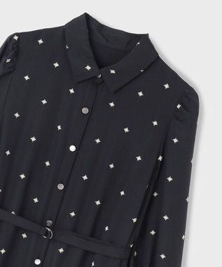 GRACE CONTINENTAL ベルト付刺繍ロングワンピース ブラック